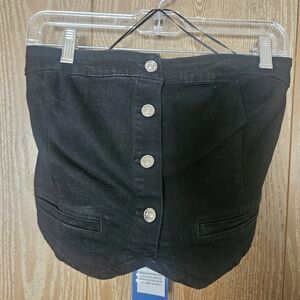 Black Button-Front Denim Bustier